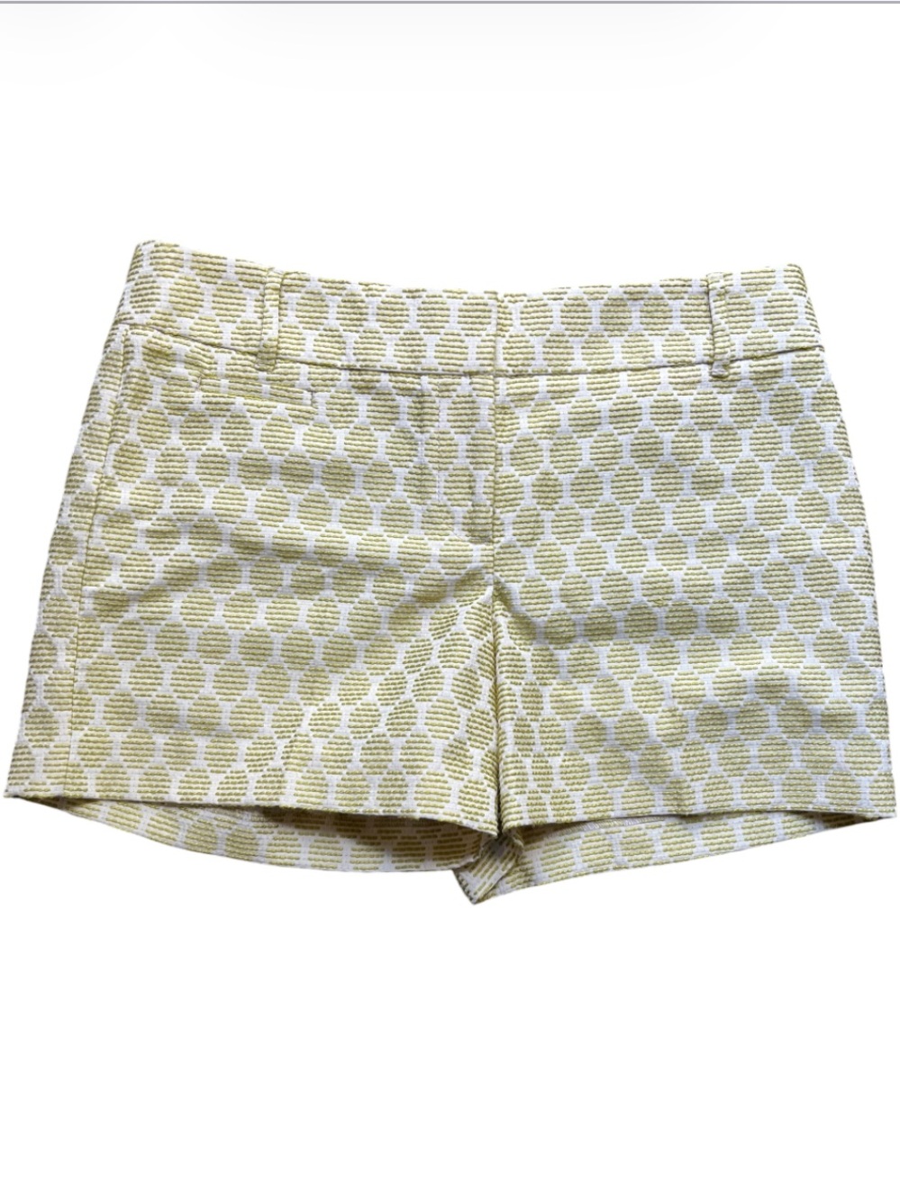 LOFT Yellow Patterned Jacquard Bermuda Shorts